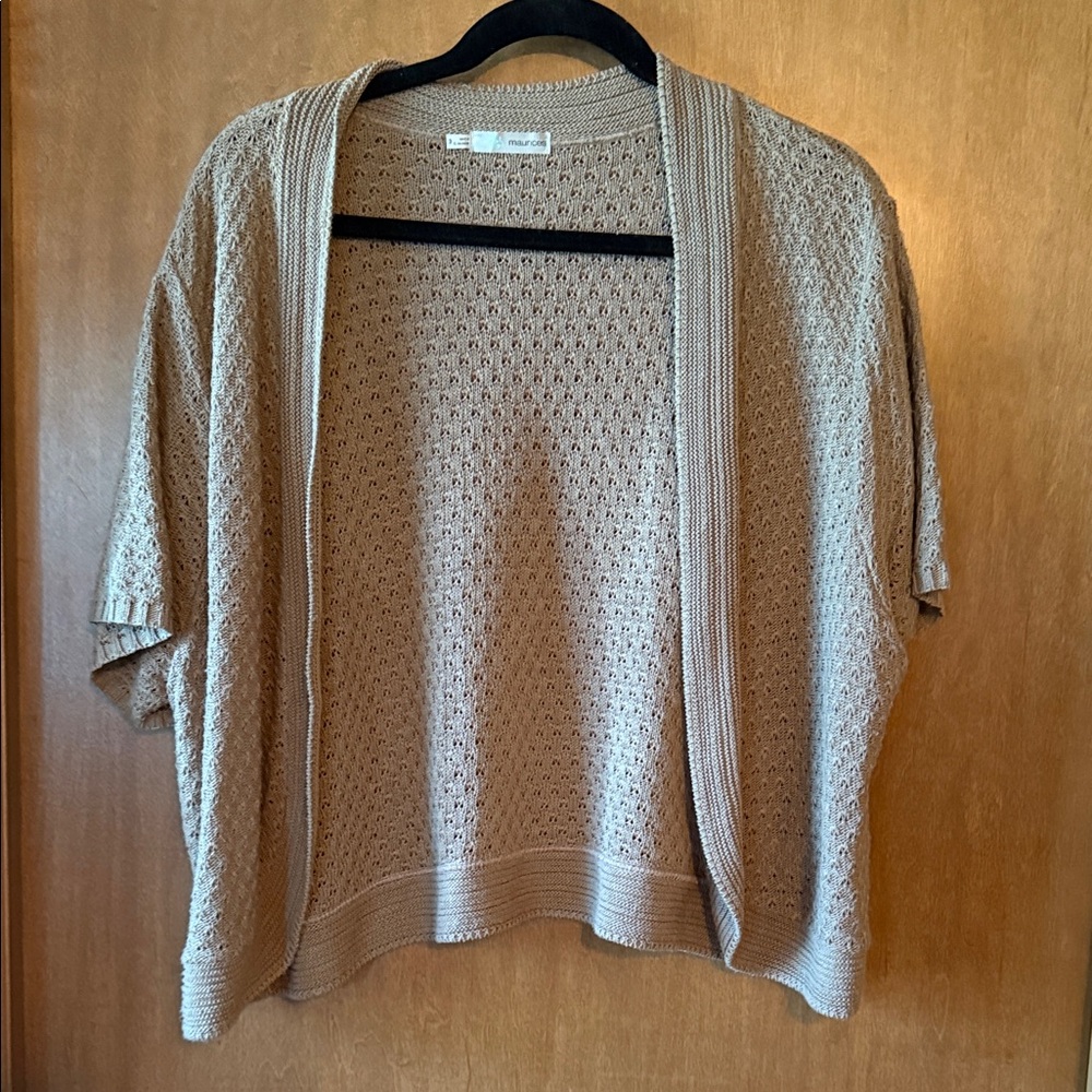 Maurices Light Brown Open-Front Cardigan
